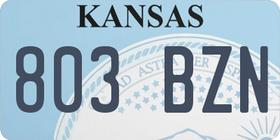 KS license plate 803BZN