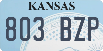 KS license plate 803BZP