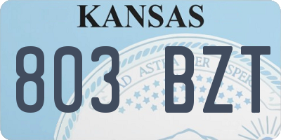 KS license plate 803BZT