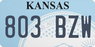 KS license plate 803BZW