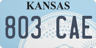 KS license plate 803CAE