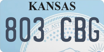 KS license plate 803CBG