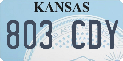 KS license plate 803CDY