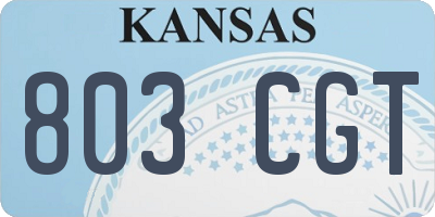 KS license plate 803CGT