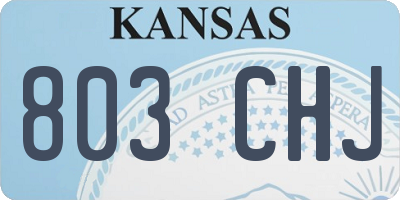 KS license plate 803CHJ