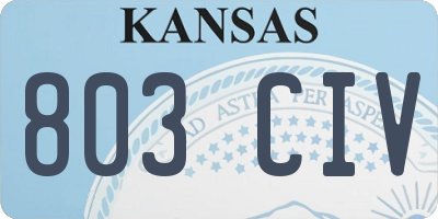 KS license plate 803CIV