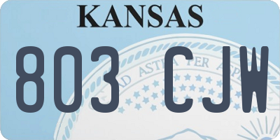 KS license plate 803CJW