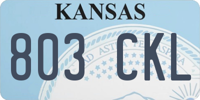 KS license plate 803CKL