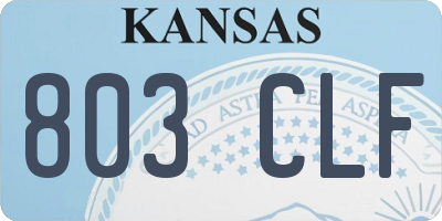 KS license plate 803CLF