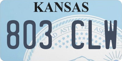 KS license plate 803CLW