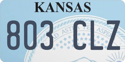 KS license plate 803CLZ
