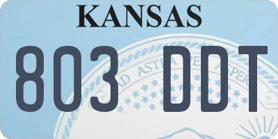 KS license plate 803DDT