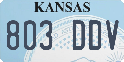 KS license plate 803DDV