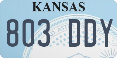 KS license plate 803DDY