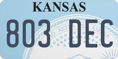 KS license plate 803DEC