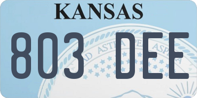KS license plate 803DEE