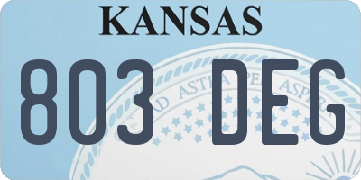 KS license plate 803DEG