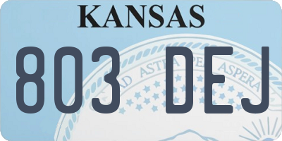 KS license plate 803DEJ