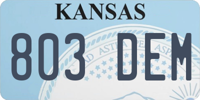 KS license plate 803DEM