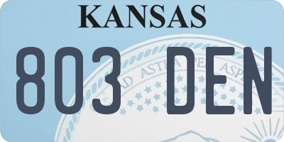 KS license plate 803DEN