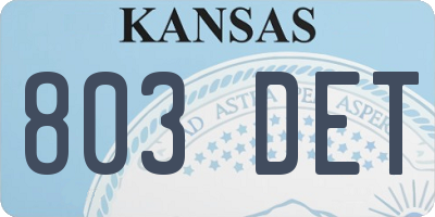KS license plate 803DET