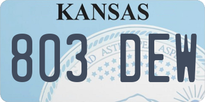 KS license plate 803DEW