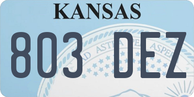 KS license plate 803DEZ