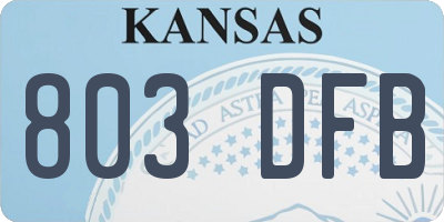 KS license plate 803DFB
