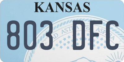 KS license plate 803DFC