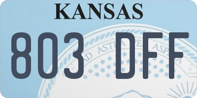 KS license plate 803DFF