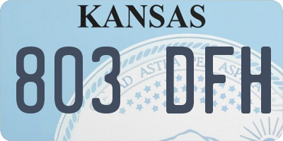 KS license plate 803DFH