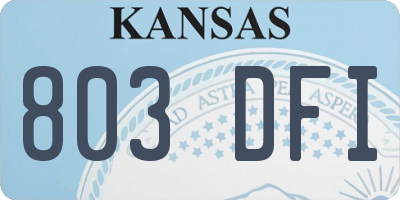 KS license plate 803DFI