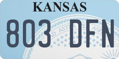 KS license plate 803DFN