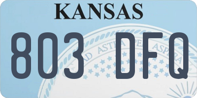 KS license plate 803DFQ