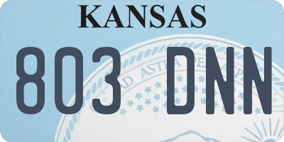 KS license plate 803DNN