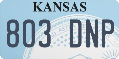 KS license plate 803DNP