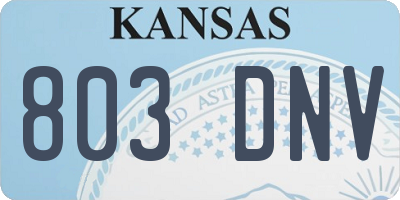 KS license plate 803DNV