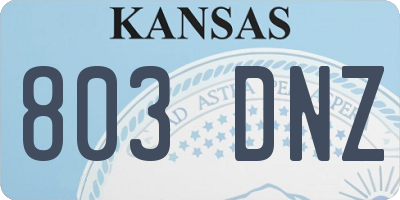 KS license plate 803DNZ