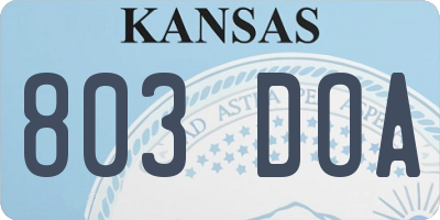 KS license plate 803DOA