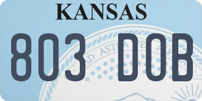 KS license plate 803DOB