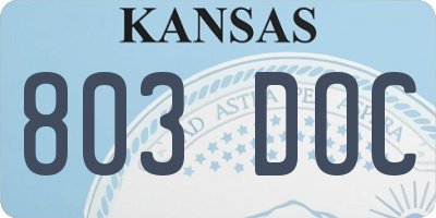 KS license plate 803DOC