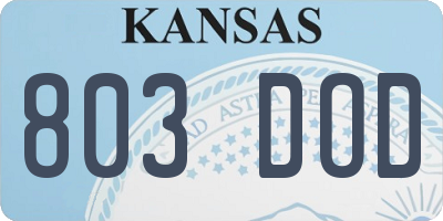 KS license plate 803DOD