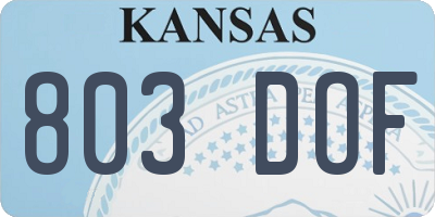 KS license plate 803DOF