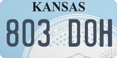 KS license plate 803DOH