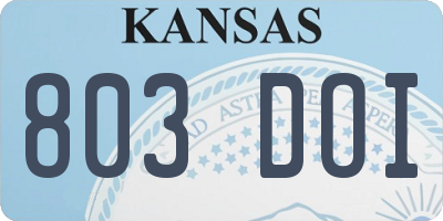 KS license plate 803DOI