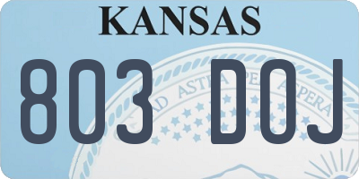 KS license plate 803DOJ