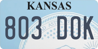 KS license plate 803DOK