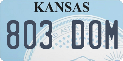 KS license plate 803DOM