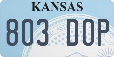 KS license plate 803DOP