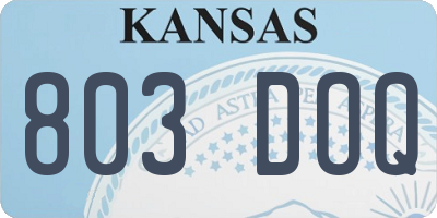 KS license plate 803DOQ